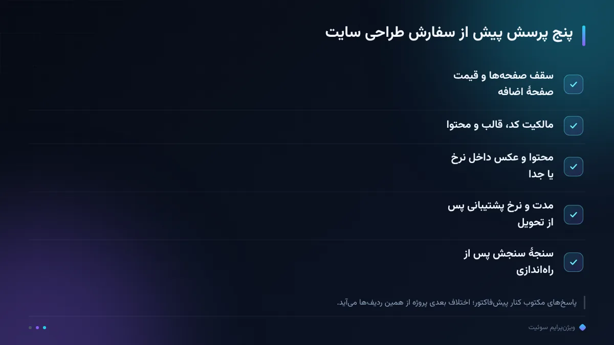 پنج پرسش پیش از سفارش طراحی سایت