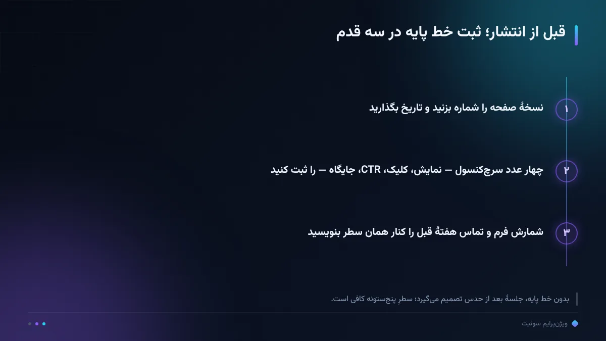 قبل از انتشار؛ ثبت خط پایه در سه قدم