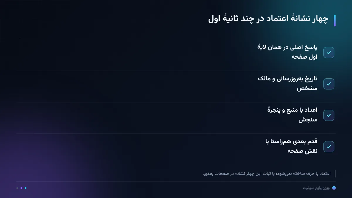 چهار نشانهٔ اعتماد در چند ثانیهٔ اول