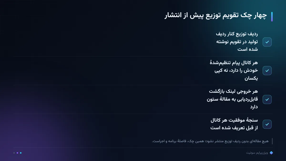 چهار چک تقویم توزیع پیش از انتشار