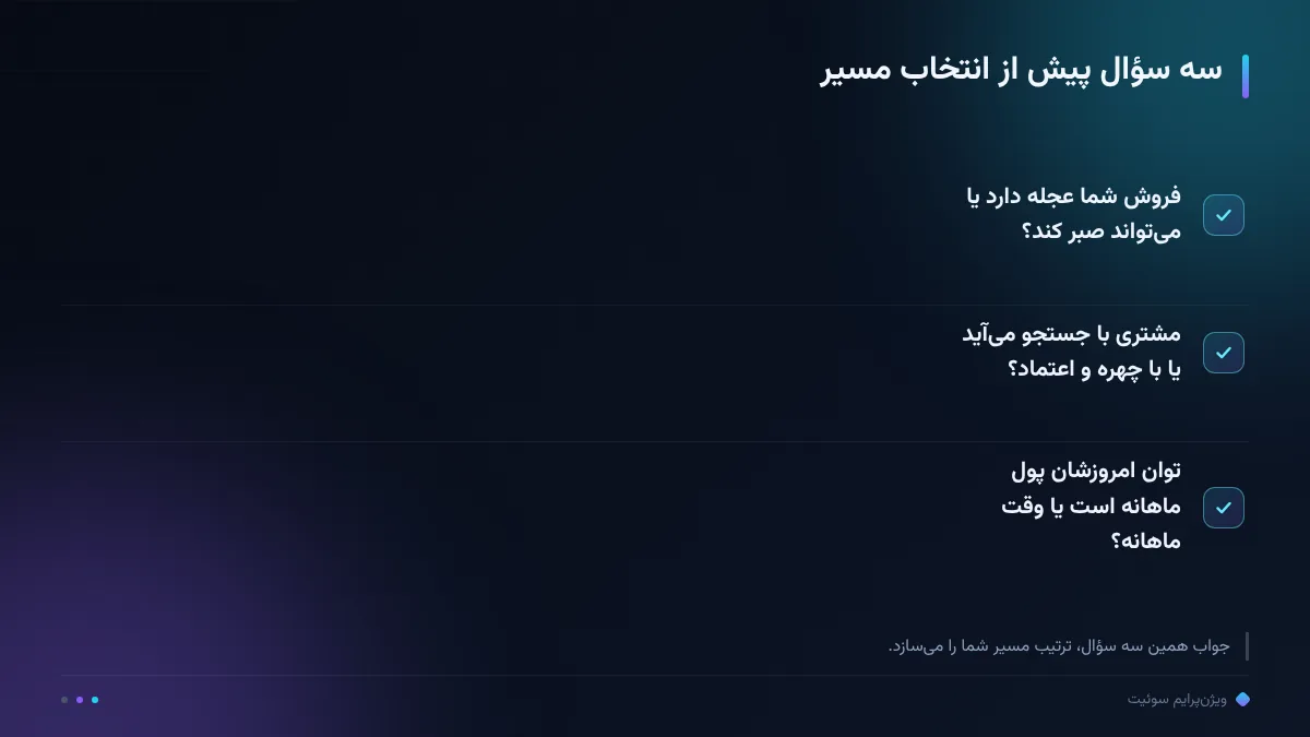 سه سؤال پیش از انتخاب مسیر
