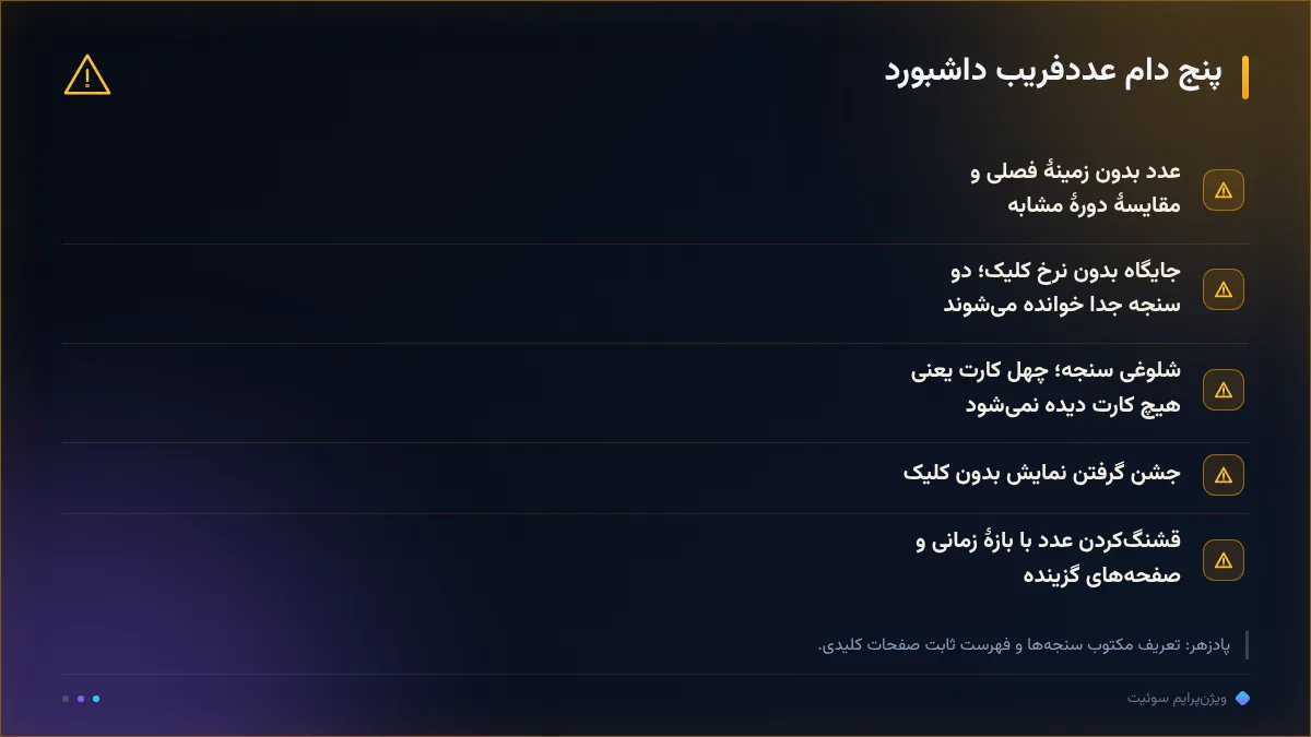 پنج دام عددفریب داشبورد