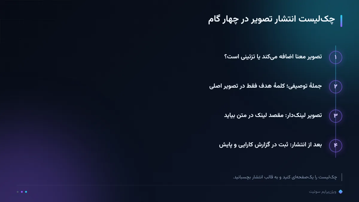 چک‌لیست انتشار تصویر در چهار گام