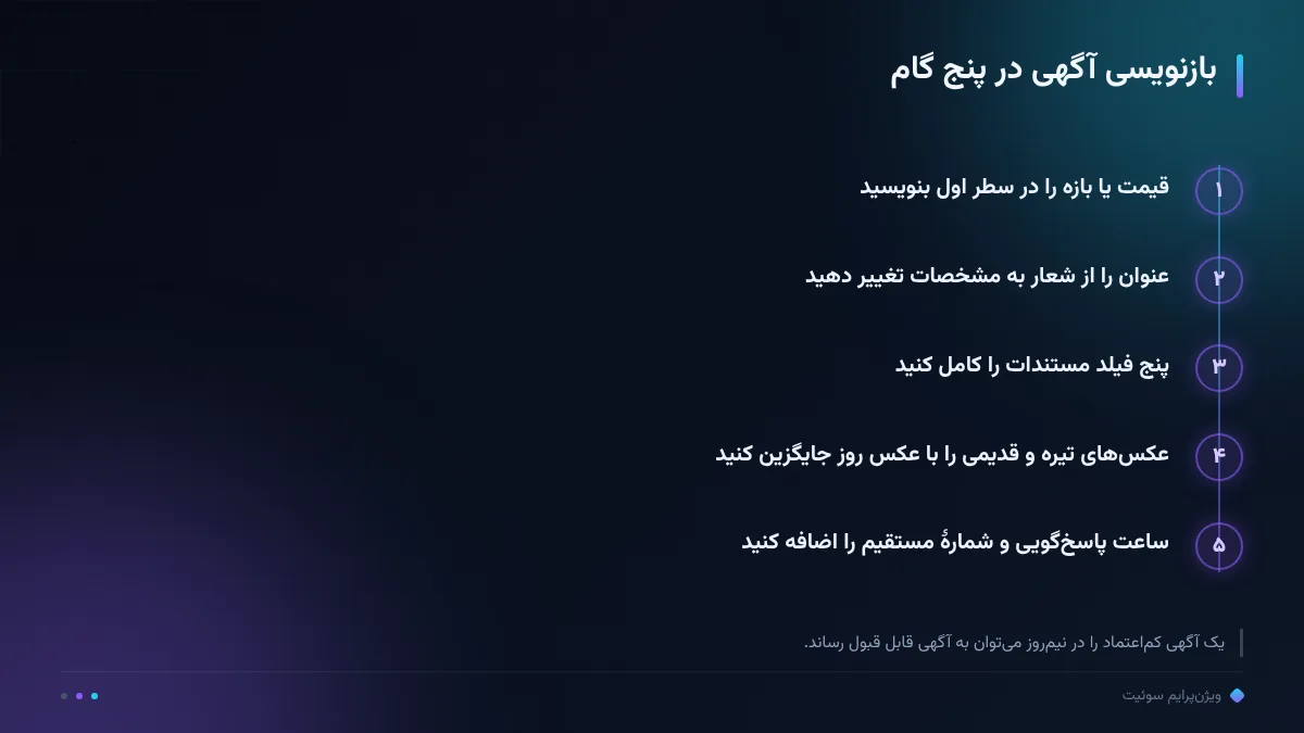 بازنویسی آگهی در پنج گام