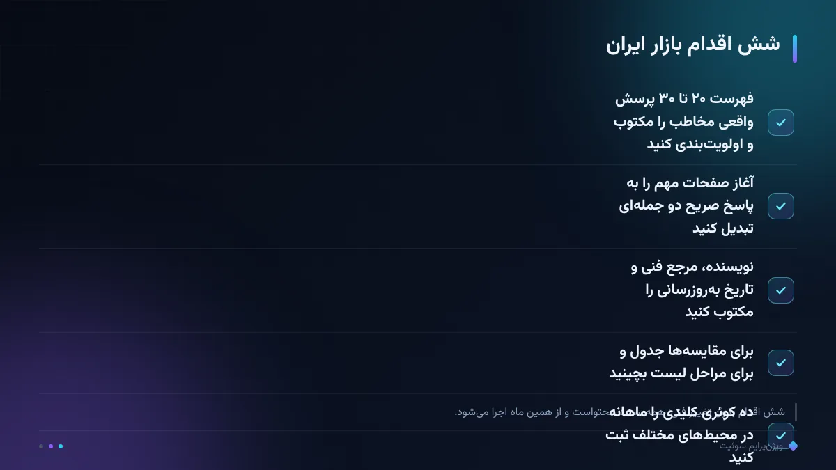 شش اقدام بازار ایران