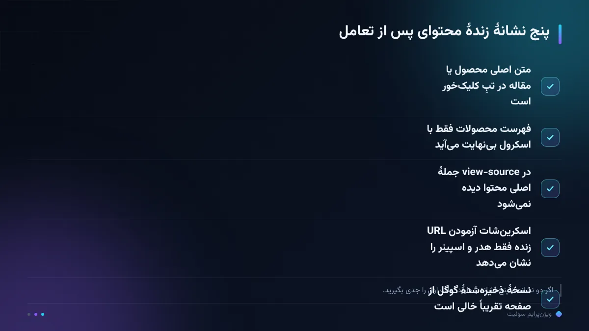 پنج نشانهٔ زندهٔ محتوای پس از تعامل
