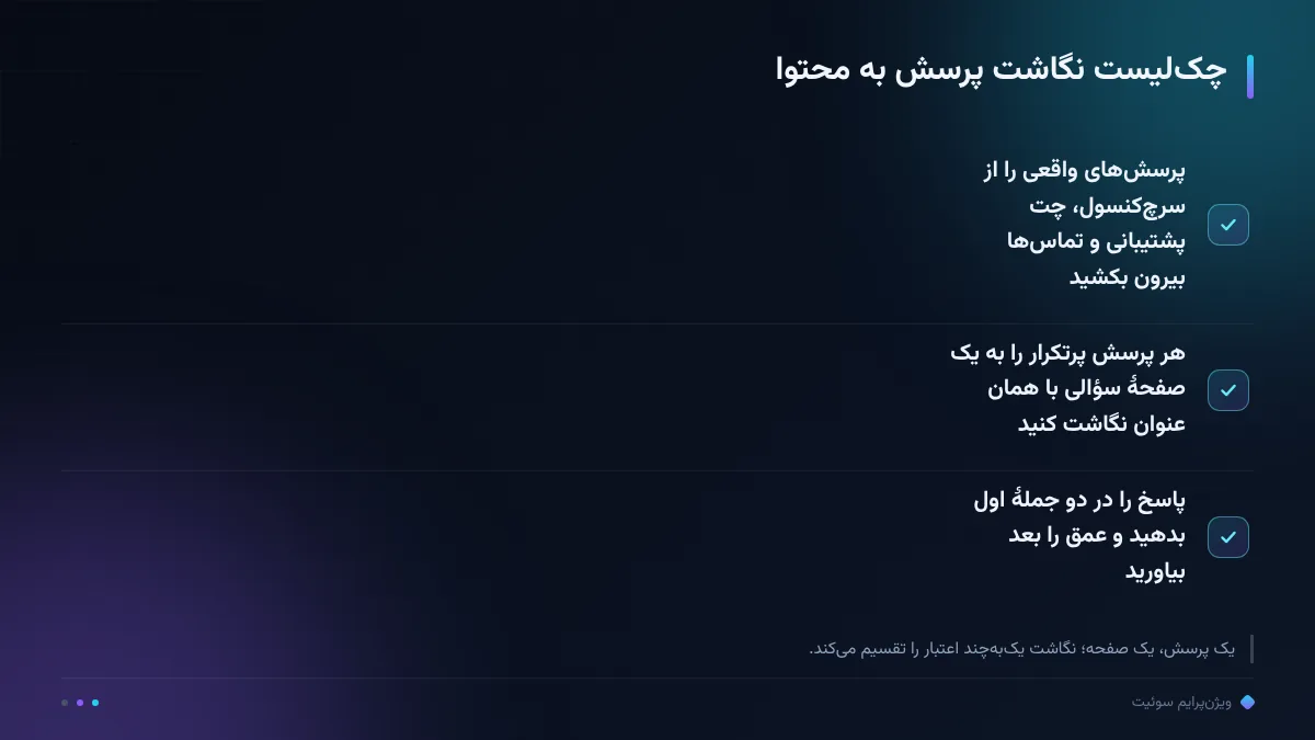 چک‌لیست نگاشت پرسش به محتوا