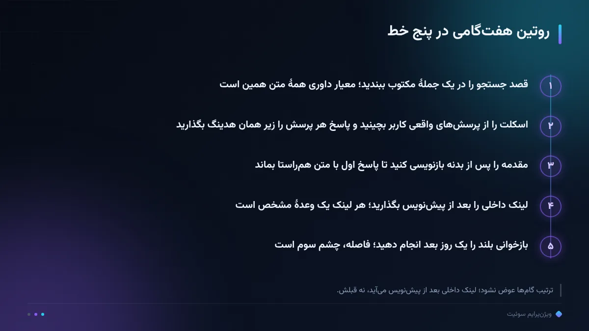 روتین هفتگامی در پنج خط